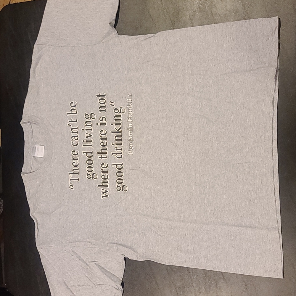 Custom print Ben Franklin quote graphic T-shirt grey XL